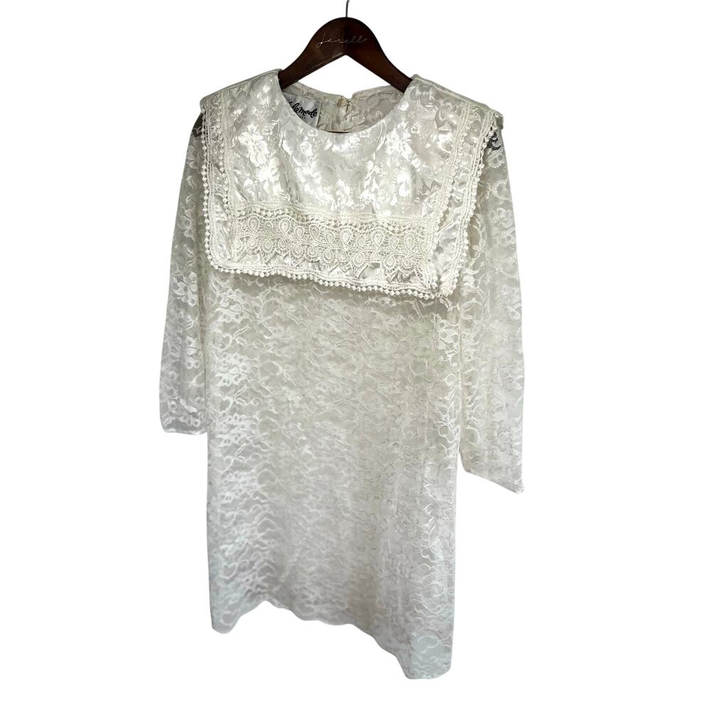 Vintage Lace Nighty Dress Bib Collar Layering Lingerie Coquette Victorian Fairy